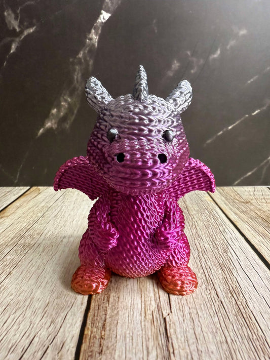 Knitted 3D printed dragon multcolor