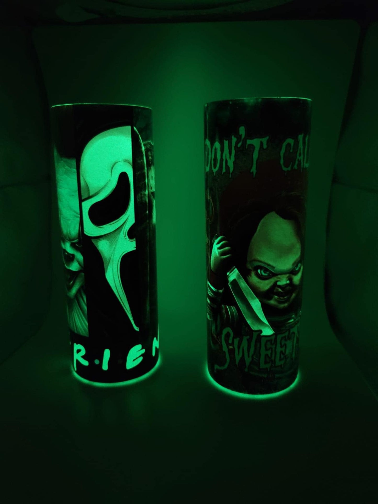 Glow in the dark horror tumbler